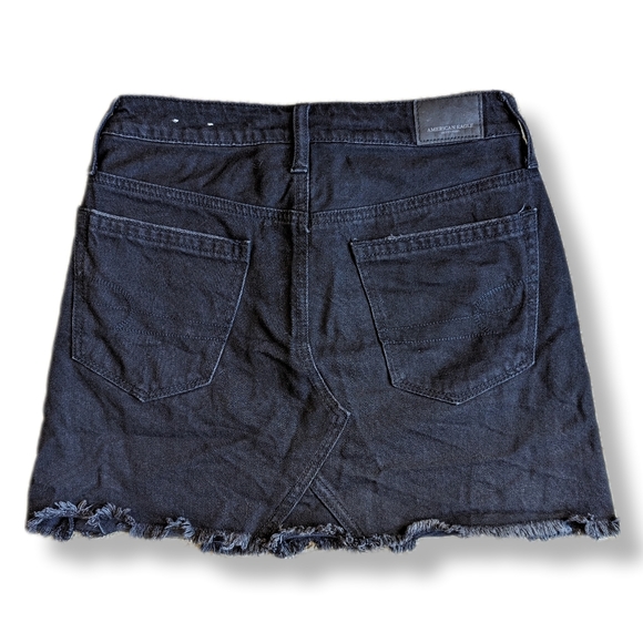 Black American Eagle Denim Mini with Button Front Closure sz 00 - Picture 2 of 3